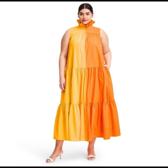 Christopher John Rogers orange two tone dress - Picture 4 of 5